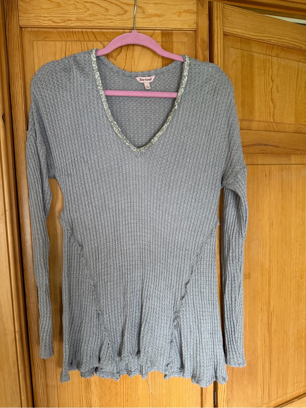 Juicy Couture Silver Sparkle Knit Sweater